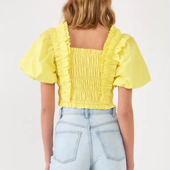 *NEW* Yellow Smocked Puff Sleeve Top by Endless Rose - Picture 2 of 6
